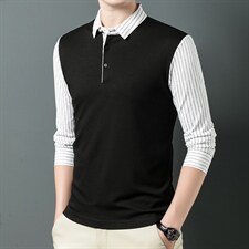 2023新款假两件衬衫中年男士长袖秋季上衣爸爸打底小衫翻领卫衣，男装卫衣，电商B212（原钱塘6029）