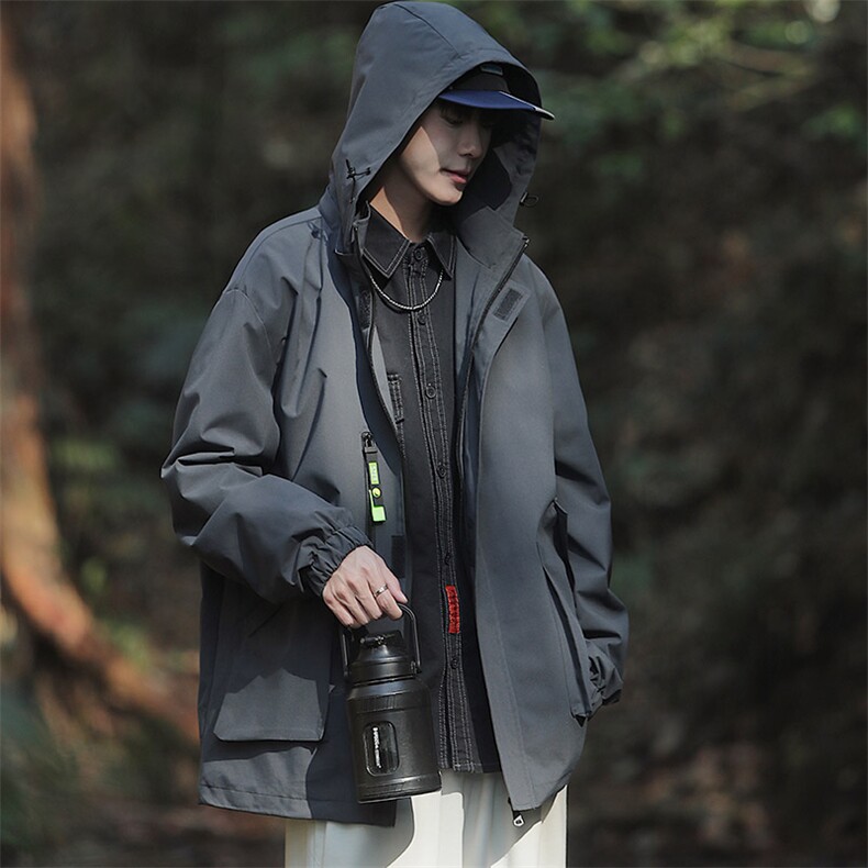 新款连帽冲锋衣夹克男潮流宽松休闲外套A238-JK2306-P68图片