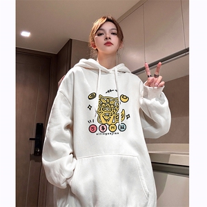 贺新年红色加绒卫衣 DT5352-TP55 控价78 冬季情侣重磅印花卫衣女图片