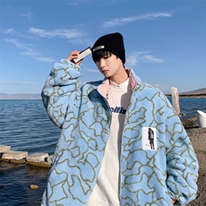 特P75限秋冬款两面穿立领外套男宽松加厚棉服休闲羊羔毛棉衣YG01，男装棉衣，电商B370