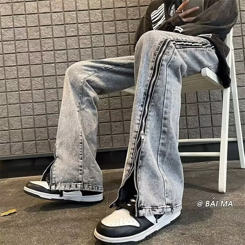 3080-P52春秋季美式复古街头水洗牛仔长裤男士宽松直筒情侣,男装休闲裤,电商B323A