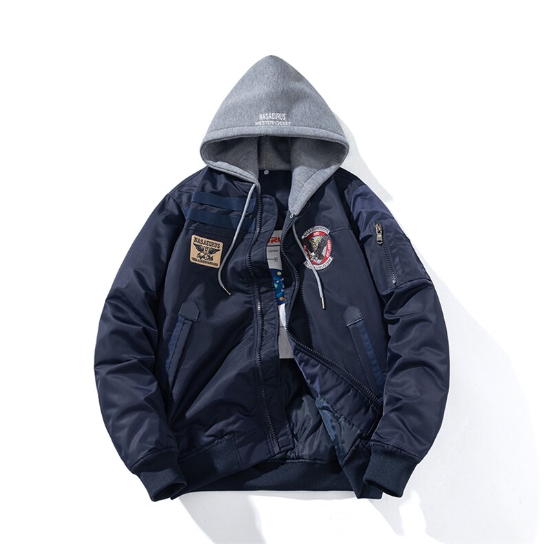 现货三色秋冬季潮牌夹克棉衣棒球服欧美街头飞行员外套情侣装,男装棉衣,电商A105