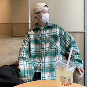 衬衫男长袖韩版潮流格子帅文艺2024秋季新款ins宽松外套C95-P43图片