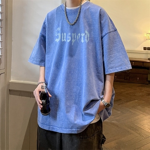 抖音供货、210克现货水洗棉印花宽松版短袖T恤 D223A-ST2315-P35图片