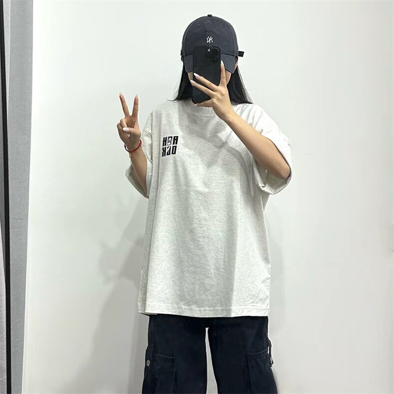 万针全刺绣工艺抖音得物高品质260克重磅纯棉双纱美式高街短袖T恤,男装T恤,电商A486