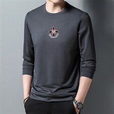 2023秋季新款圆领长袖t恤男士卫衣中年爸爸运动休闲男装上衣，男装卫衣，电商B212（原钱塘6029）