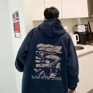 卫衣男连帽咖色潮牌美式复古秋冬季加绒加厚宽松oversize高街外套图片