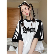 黑袖拼白色