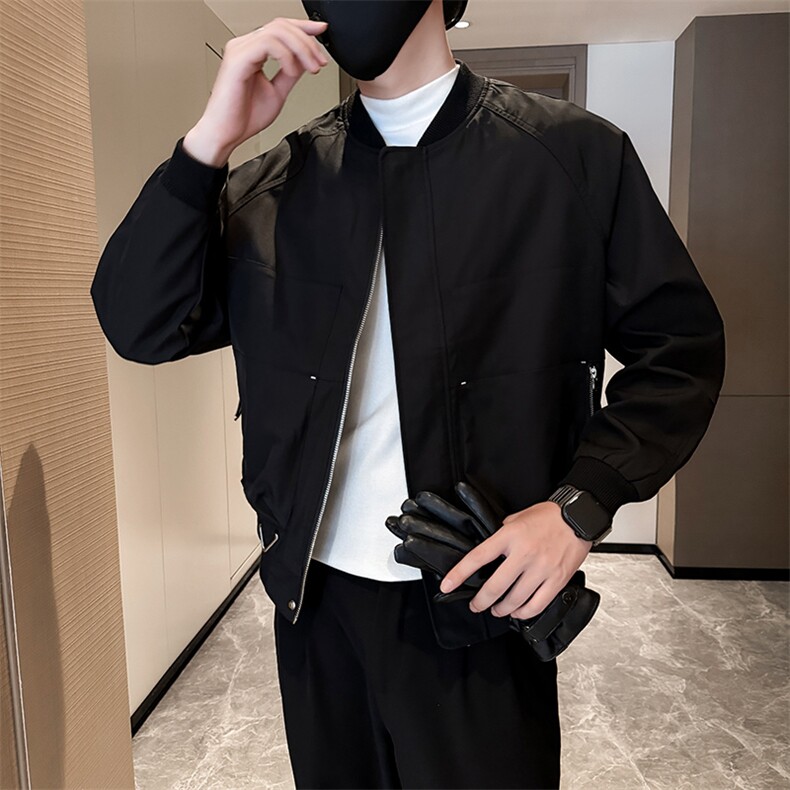 社会小伙男士秋冬纯色2025秋季长袖夹克店主风JK0816-P115,男装夹克,电商A236
