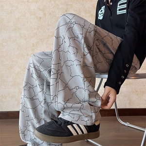 K2611/P40春装新款现货休闲裤男扎染弯刀裤宽松大码潮裤子图片