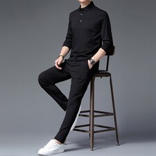 中年休闲运动套装男秋季爸爸装翻领套头卫衣中老年人运动服潮，男装休闲套装，电商B212（原钱塘6029）