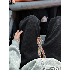 加绒麦穗纹休闲裤子男秋季直筒长裤百搭宽松阔腿卫裤KC2，男装休闲裤，星座1116A（原606A-3）