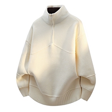 MY7362-TP60领口拼色高品质半拉链针织衫打底衫长袖圆领毛衣外套，男装T恤，电商A320