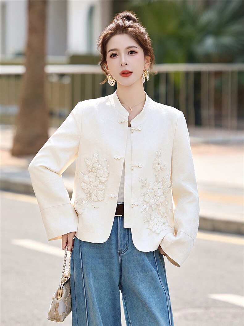 中式小香风提花短款外套女春秋2026新款洋气百搭减龄G风上衣外套,女装短外套,意芙