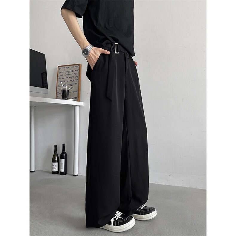 8XL-M垂坠感冰丝西裤大码凉感裤子腰带直筒长裤休闲裤KZ1958/P55，男装休闲裤，电商B238