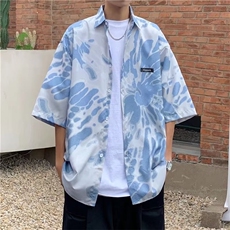 夏款男短袖衬衣扎染印花花衬衣短袖外套CS623P30，女装短外套，星座1013-1