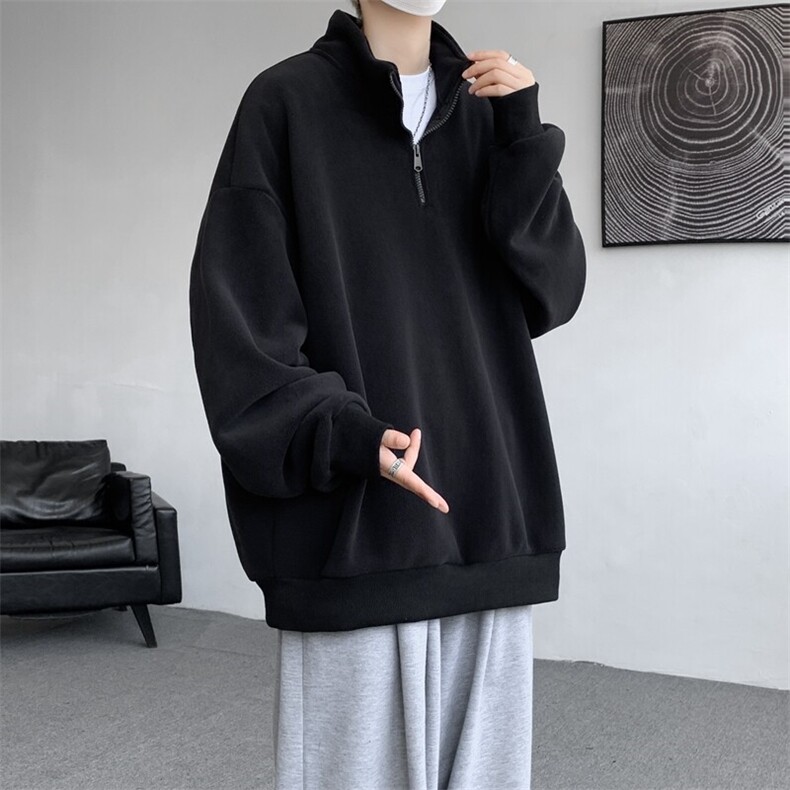 M-8XL秋冬半拉链卫衣摇粒绒大码学生复古外套立领上衣WY5105/P58,男装卫衣,电商B238