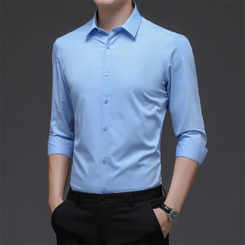 春秋季商务休闲长袖衬衣中青年男士竹纤维百搭衬衫 BSN7386-P55图片