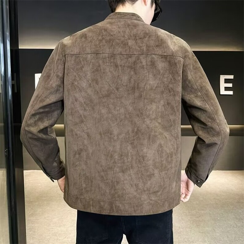 气质美式潮牌皮衣外套拼接2025新款男装上衣机车皮夹克JK8857,男装夹克,星座516A