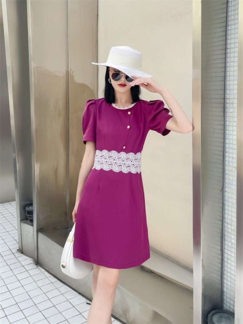 镂空花边拼接连衣裙，女装连衣裙，天使公主