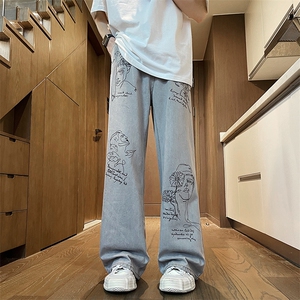 牛仔裤男设计感小众美式复古cleanfit裤子直筒裤N1078-P53图片