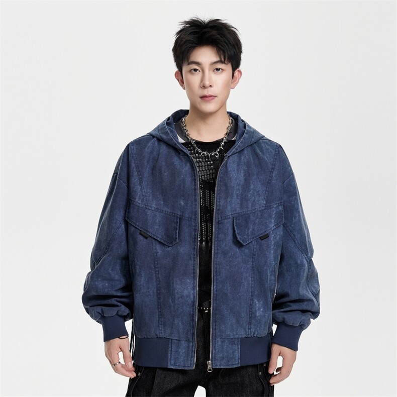 水洗棉仿牛仔潮牌连帽夹克男士休闲外套A406JK5615P105,男装夹克,星座309（原A406）
