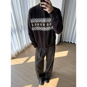 现货~费尔岛提花水貂毛针织开衫毛衣外套MY2575批68图片