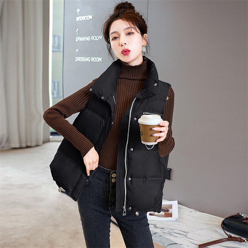 羽绒马甲女短款2022年新款白鸭绒羽绒服百搭外穿保暖无袖外套,女装马甲,卡杰菲