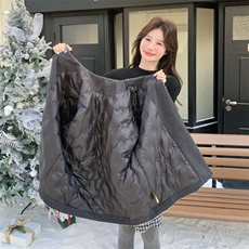 韩版通勤复古千鸟格编织中长款羽绒服女+围巾2025冬季氛围感外套，女装羽绒服，艾米莉亚