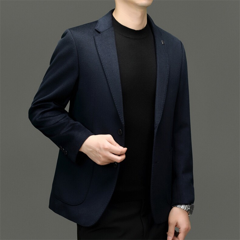 高端中年绵羊毛休闲西服外套男秋季中青年羊毛双面呢西装外套,男装西服,钱塘723