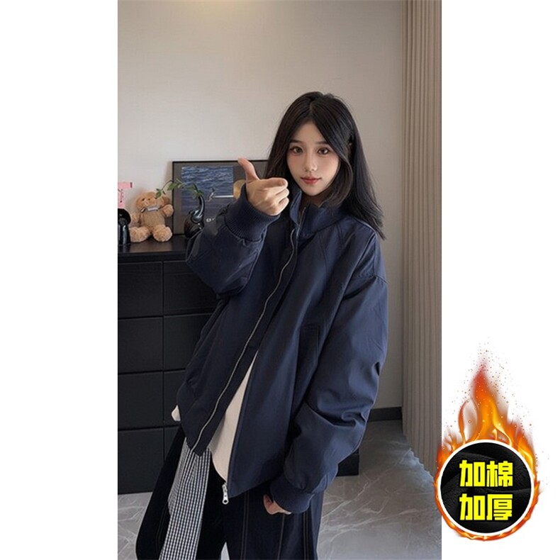 冬季美拉德立领飞行夹克廓形高街棒球服加棉加厚外套JKD5图片