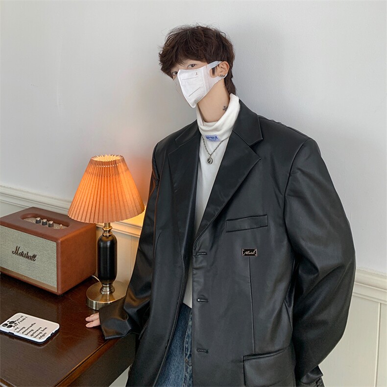 8XL-M特大码皮衣男中性风休闲西装皮衣外套加大码PY852P110控138,男装西服,电商D206-1