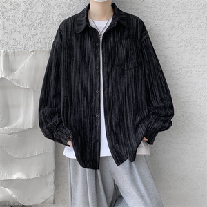8XL-M灯芯绒长袖衬衫特大码痞帅扎染衬衣美式复古外套CS9002/P55图片