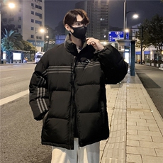 情侣装冬装美式条纹织带棉服刺绣logo棉衣休闲外套男G1100P118，男装棉衣，电商A339