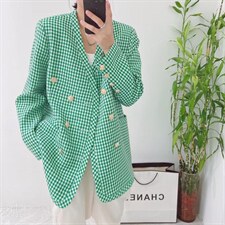 现货欧货格子西装，女装西装，悠奈尔