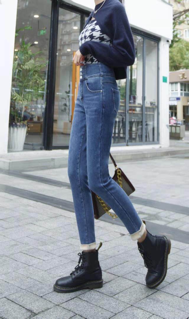 紧身厚绒牛仔裤，女装牛仔裤，茂源祥