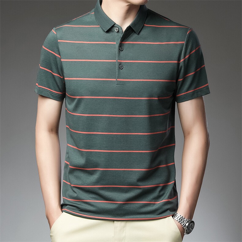 AC3909钱塘2020-3夏季男士精品短袖翻领条纹休闲T恤精品P53,男装T恤,钱塘207-3