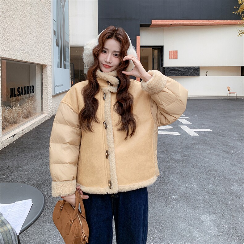新款有货 奶呼呼羊羔毛拼接90羽绒服2C010-2577-P275-K418图片