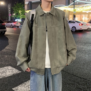 美式复古翻领皮衣外套男美拉德高级感麂皮绒情侣夹克JK232-P85图片