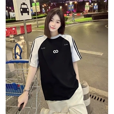 抖音得物品质二开240克宽松纯棉美式潮牌插肩三杠织带短袖T恤，男装T恤，电商A486-1