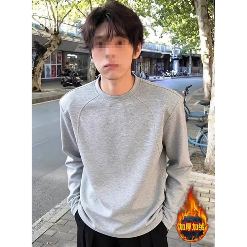 冬季加绒加厚打底衫长袖肩甲卫衣男宽松解构打底衫潮WY220,男装T恤,星座1116A（原606A-3）