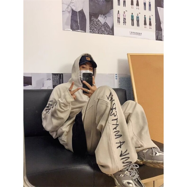 美式hiphop高街秋冬季潮牌休闲裤痞帅加厚运动直筒裤子WLK288-p50,男装休闲裤,星座1008