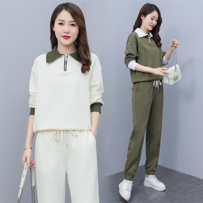 专柜撤柜精品女装高端尾货牛货2023新款翻领长袖休闲运动撞色,女装运动套装,凯瑟曼