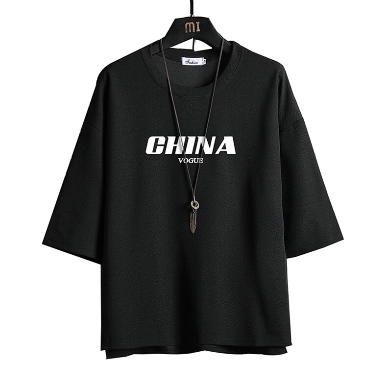 Q11001-P30春夏季七分袖t恤男大码五分袖男短袖中袖网格挂拍,男装T恤,电商A040A