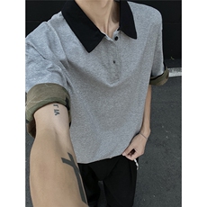 迷彩拼接POLO领撞色短袖T恤T2508-P40控58，男装T恤，星座216(原A116)