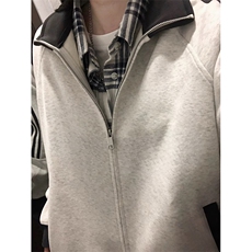 抖音得物高品质美式高街重磅结构设计拼接织带立领卫衣外套CM42，女装短外套，电商A486-1