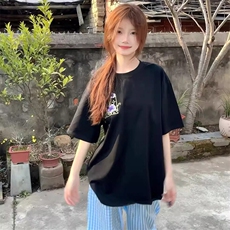 万针全刺绣工艺抖音得物高品质260克重磅纯棉双纱美式高街短袖T恤，男装T恤，电商A486-1