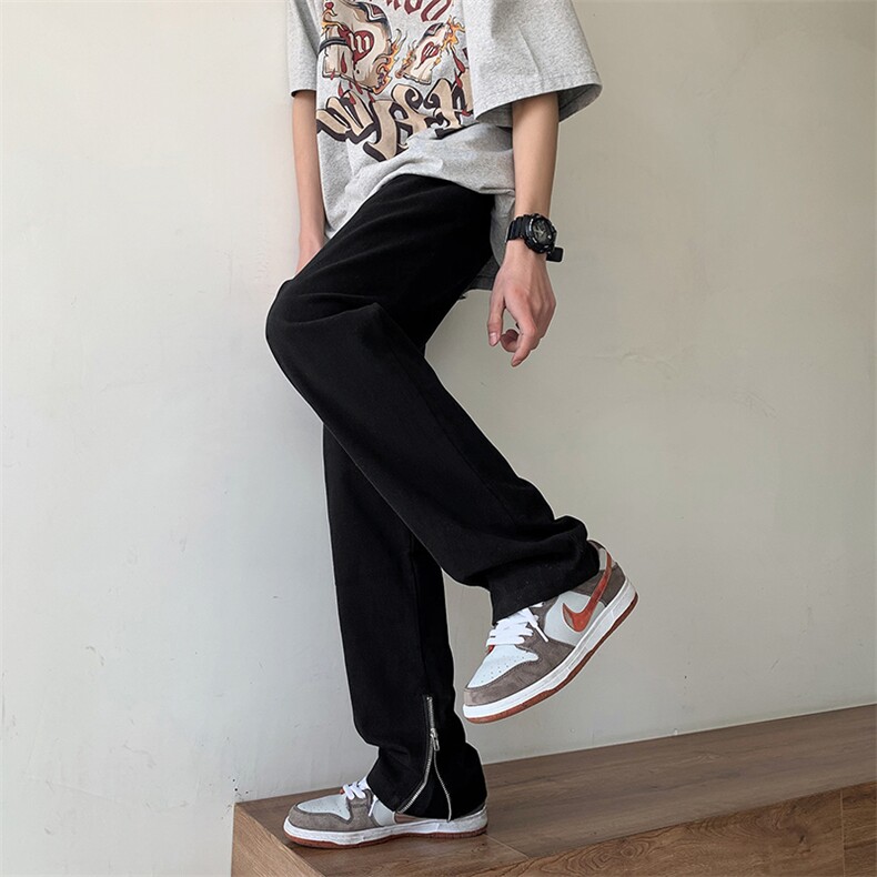 裤子男美式高街hiphop休闲长裤直筒侧拉链开叉微喇叭裤K3027-P40,男装休闲裤,星座1008-1