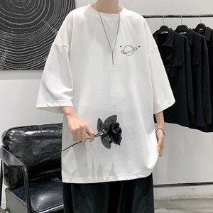 Q11238-P30春夏季七分袖t恤男大码五分袖男短袖中袖大皂风,9分裤运动鞋搭配图片图片