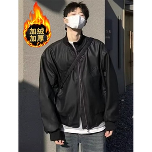 春季男士新款超柔软PU休闲棒球领皮夹克外套 JK1290图片